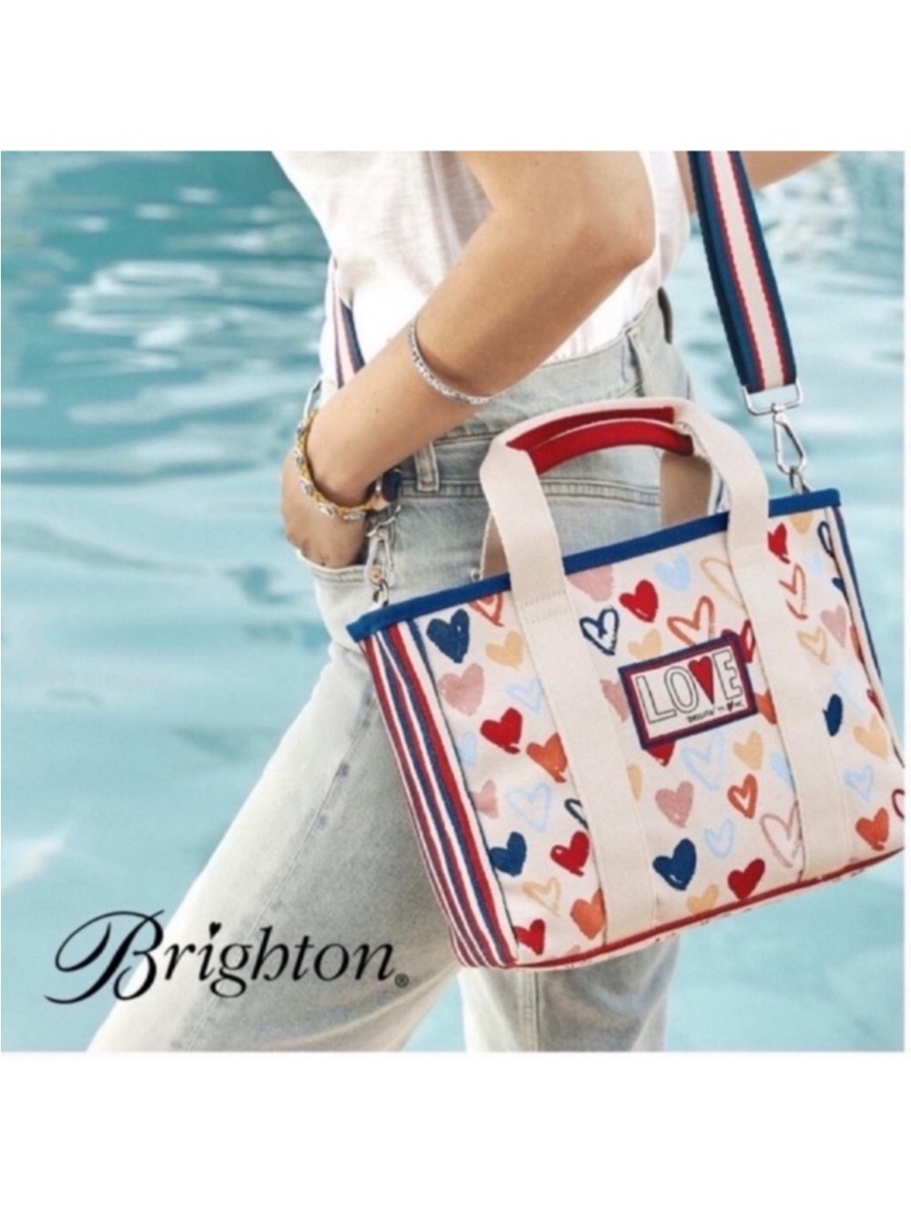 NWT Brighton Red White Blue Canvas Crossbody bag/Mini Tote/Handbag